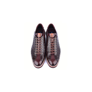 Corrente 4005 Exotic Ostrich Skin & Calf-Skin Leather Sneakers (CRT1507)-AmbrogioShoes
