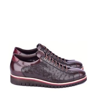 Corrente 4005 Exotic Ostrich Skin & Calf-Skin Leather Sneakers (CRT1507)-AmbrogioShoes