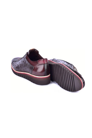 Corrente 4005 Ostrich & Leather Sneaker - Brown