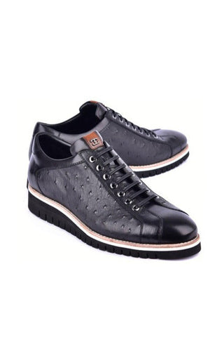 Corrente 4005 Ostrich Skin Sneaker - Black