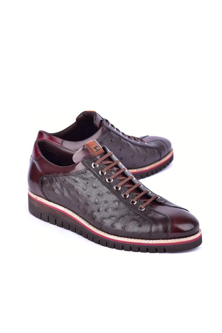 Corrente 4005 Ostrich & Leather Sneaker - Brown