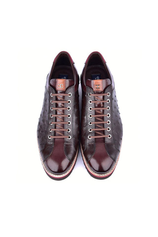 Corrente 4005 Ostrich & Leather Sneaker - Brown