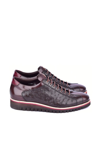 Corrente 4005 Ostrich & Leather Sneaker - Brown