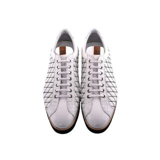 Corrente 4005 Quilted Leather Sneaker - White-AmbrogioShoes