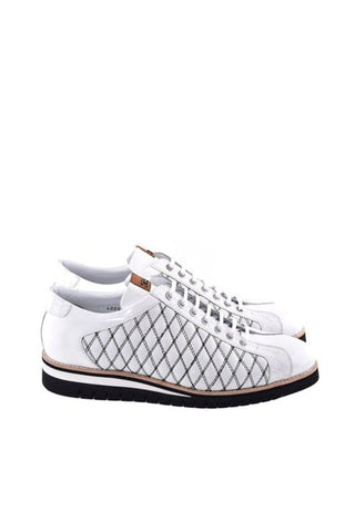Corrente 4005 Quilted Leather Sneaker - White