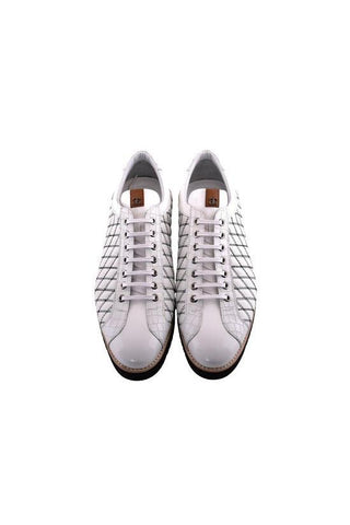 Corrente 4005 Quilted Leather Sneaker - White