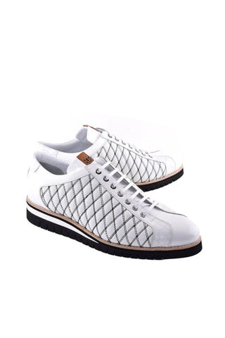 Corrente 4005 Quilted Leather Sneaker - White