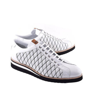 Corrente 4005 Quilted Leather Sneaker - White-AmbrogioShoes