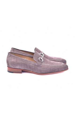Corrente 4428C Embossed Suede Horse-Bit Loafer - Taupe