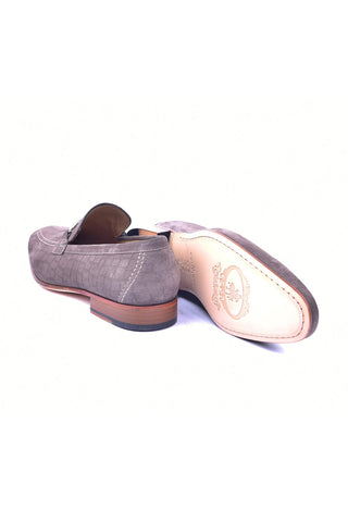 Corrente 4428C Embossed Suede Horse-Bit Loafer - Taupe