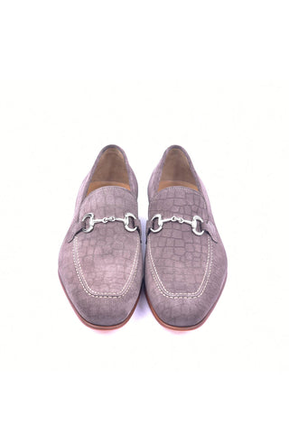 Corrente 4428C Embossed Suede Horse-Bit Loafer - Taupe