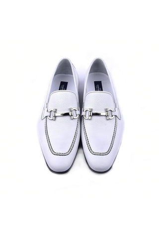 Corrente 4428D Leather Horse-Bit Loafer - White