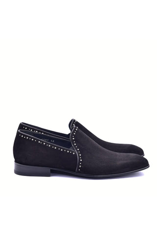 Corrente 4981S Suede Studded Loafer - Black