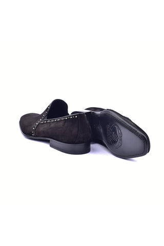 Corrente 4981S Suede Studded Loafer - Black