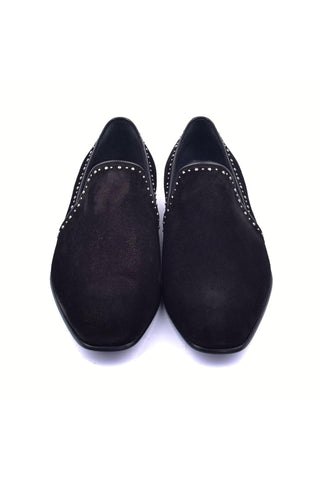 Corrente 4981S Suede Studded Loafer - Black