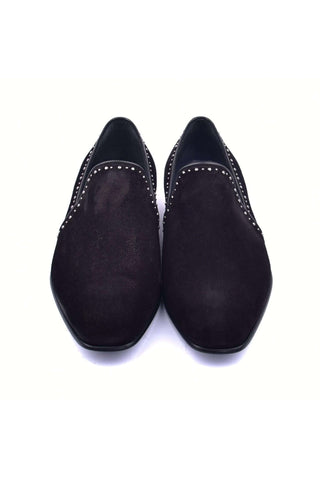 Corrente 4981S Suede Studded Loafer - Black