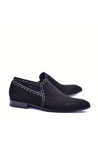 Corrente 4981S Suede Studded Loafer - Black
