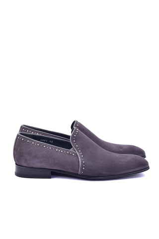 Corrente 4981S Suede Studded Loafer - Gray