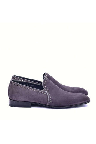 Corrente 4981S Suede Studded Loafer - Gray