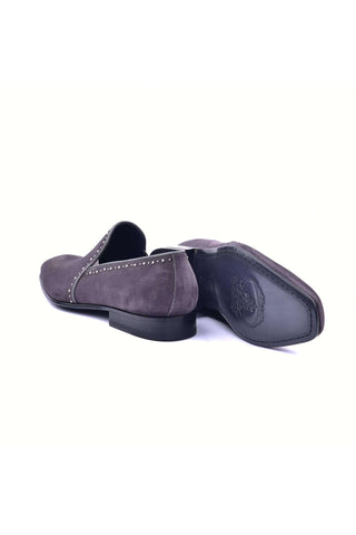 Corrente 4981S Suede Studded Loafer - Gray