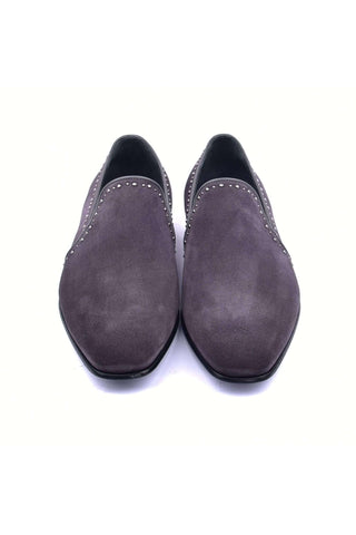 Corrente 4981S Suede Studded Loafer - Gray
