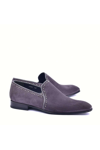 Corrente 4981S Suede Studded Loafer - Gray