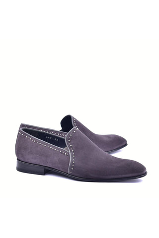 Corrente 4981S Suede Studded Loafer - Gray