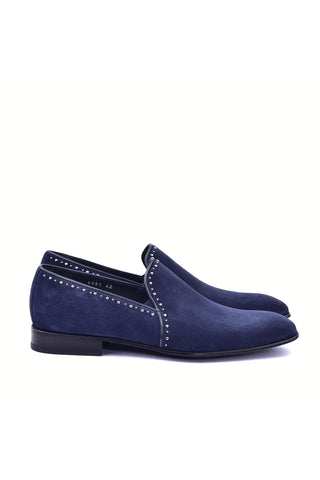 Corrente 4981S Suede Studded Loafer - Navy