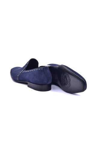 Corrente 4981S Suede Studded Loafer - Navy