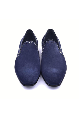 Corrente 4981S Suede Studded Loafer - Navy