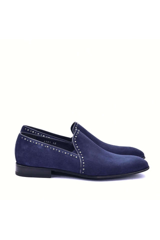Corrente 4981S Suede Studded Loafer - Navy