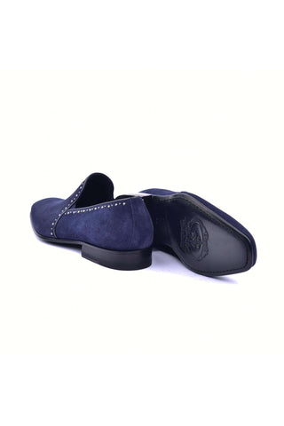 Corrente 4981S Suede Studded Loafer - Navy