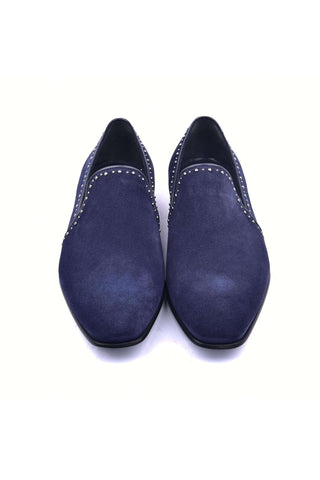 Corrente 4981S Suede Studded Loafer - Navy