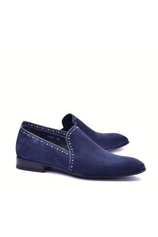 Corrente 4981S Suede Studded Loafer - Navy
