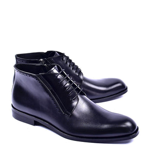 Corrente 5220 Men's Shoes Black Calf-Skin Leather Zipper Chukka Boots (CRT1359)-AmbrogioShoes