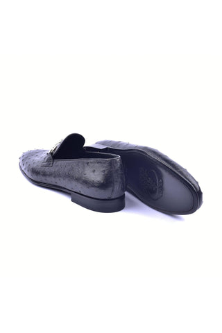 Corrente 5405 Ostrich Horse-Bit Loafer - Black