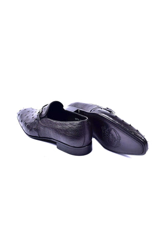 Corrente 5405 Ostrich Horse-Bit Loafer - Black