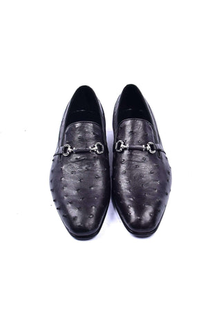 Corrente 5405 Ostrich Horse-Bit Loafer - Black