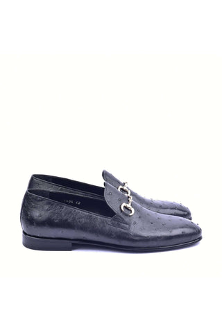 Corrente 5405 Ostrich Horse-Bit Loafer - Black