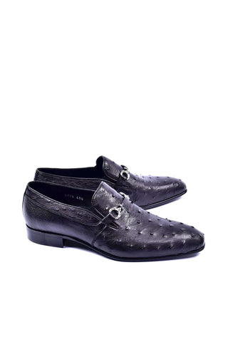 Corrente 5405 Ostrich Horse-Bit Loafer - Black