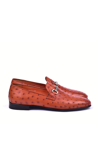Corrente 5405 Ostrich Horse-Bit Loafer - Dark Orange