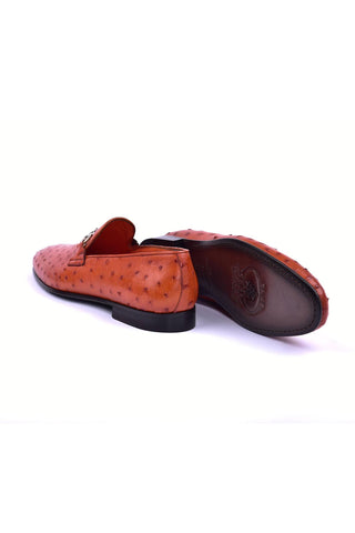 Corrente 5405 Ostrich Horse-Bit Loafer - Dark Orange