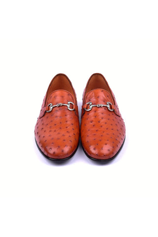Corrente 5405 Ostrich Horse-Bit Loafer - Dark Orange