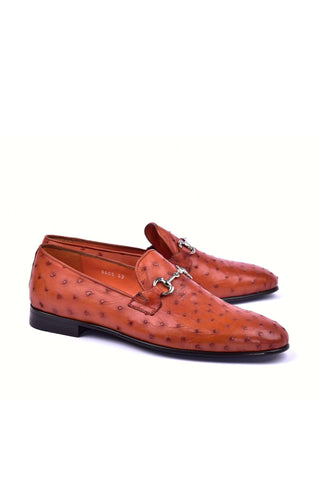 Corrente 5405 Ostrich Horse-Bit Loafer - Dark Orange