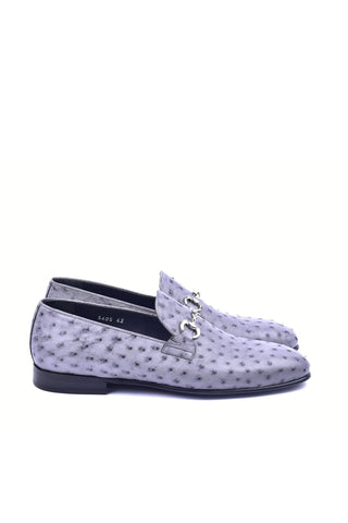 Corrente 5405 Ostrich Horse-Bit Loafer - Gray