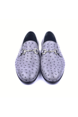 Corrente 5405 Ostrich Horse-Bit Loafer - Gray