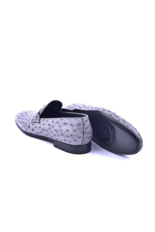 Corrente 5405 Ostrich Horse-Bit Loafer - Gray