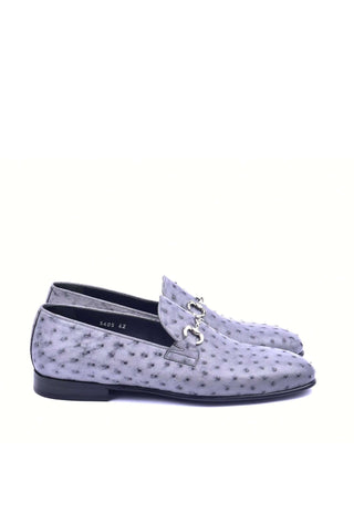 Corrente 5405 Ostrich Horse-Bit Loafer - Gray