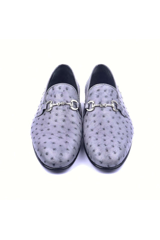Corrente 5405 Ostrich Horse-Bit Loafer - Gray