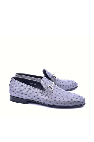 Corrente 5405 Ostrich Horse-Bit Loafer - Gray